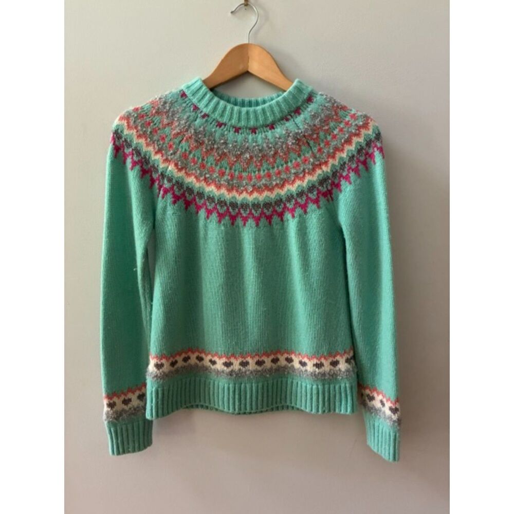 Crewcuts Fair Isle Sweater | Girls Size 14 | Mint Knit Pullover